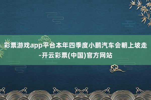 彩票游戏app平台本年四季度小鹏汽车会朝上坡走-开云彩票(中国)官方网站