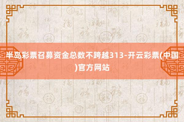 半岛彩票召募资金总数不跨越313-开云彩票(中国)官方网站